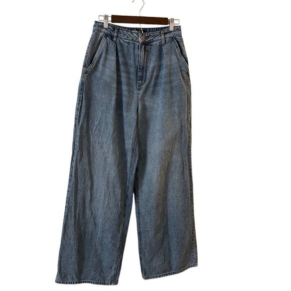 AFRM Turner Jeans Wide Leg Loose Slouchy Pleated Front Medium Wash size 27 - Picture 5 of 14